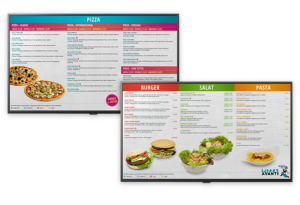 zwei sich überlappende Monitore auf denen Produktsortimente abgebildet werden